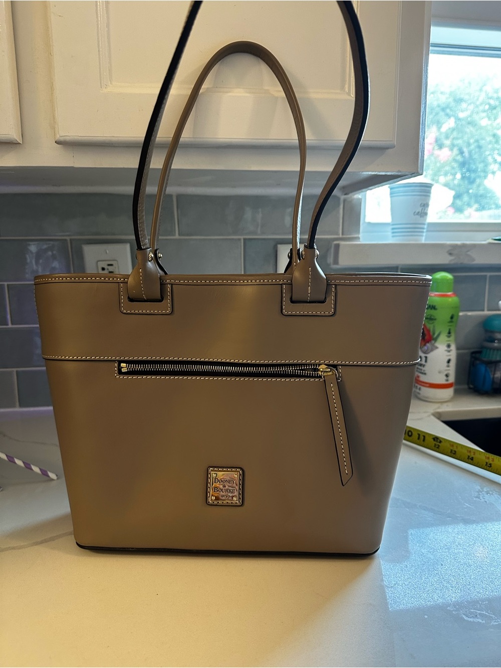 Dooney & Bourke Taupe Leather Tote in Neutral Taupe